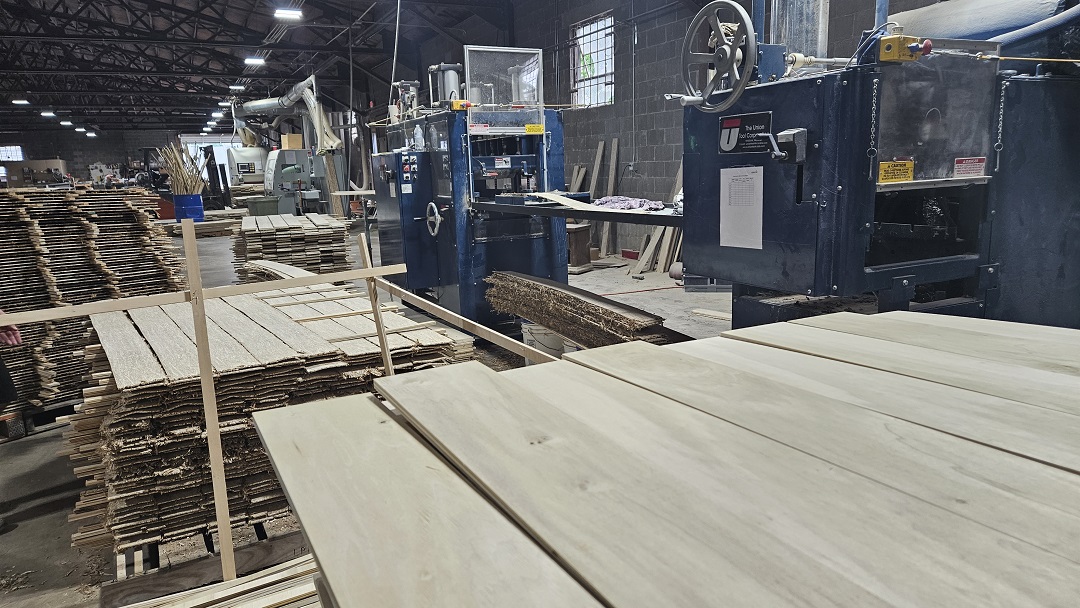 Hempwood being machined in shop